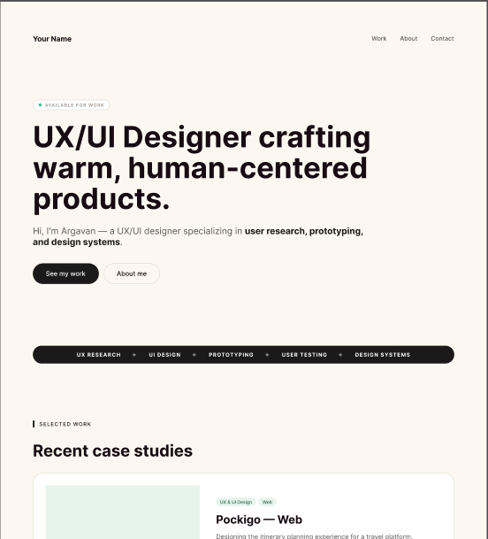First portfolio direction — a generic template
